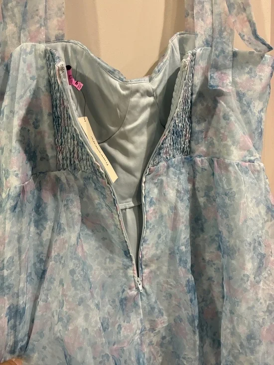 Francesca’s NWT Light Blue Tie-Shoulder Floral Mini Dress XL - Picture 8 of 9